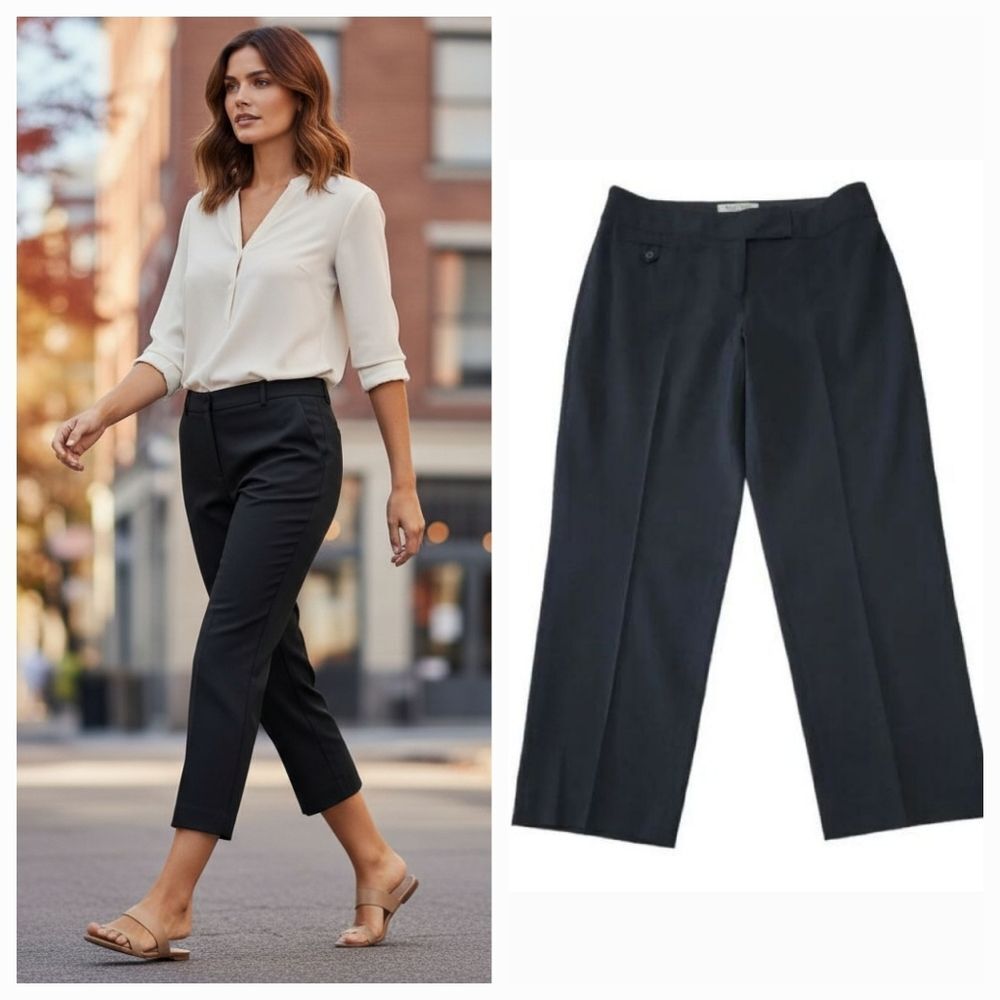 White House Black Market Legacy Stretch Crop Length Capri Trousers in Black 2R